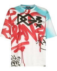 Dolce & Gabbana - Graffiti-Print Cotton T-Shirt - Lyst