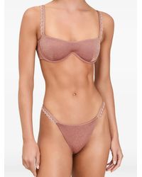 Devon Windsor - Bonnie Glitter-Effect Scalloped-Trim Bikini Top - Lyst
