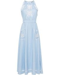 Sandro - Broderie-anglaise Belted Maxi Dress - Lyst