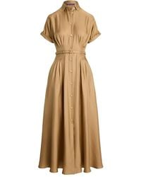Ralph Lauren - Donatella Midi-Jurk Met Korte Mouwen - Lyst