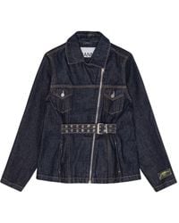 Ganni - Belted Zip Denim Jacket - Lyst