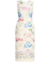 Erdem - Gestreepte Midi-Jurk Met Geborduurde Bloemen - Lyst