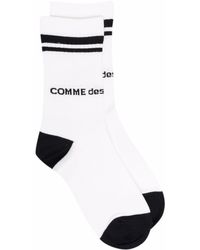 Comme des Garçons Gerippte Socken mit Logo-Print - Weiß