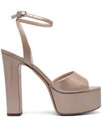 Casadei - Patty Patent-Finish Platform Sandals - Lyst
