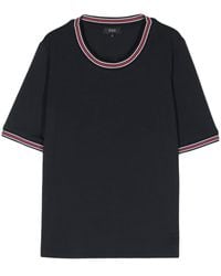 Fay - Striped-trim T-shirt - Lyst