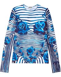 Jean Paul Gaultier - Camiseta a rayas con estampado floral - Lyst