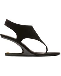 Balmain - No-Wedge Suede Sandals - Lyst