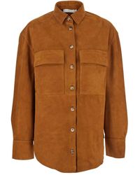 Tela - Button-Fastening Suede Shirt - Lyst