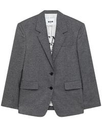 MSGM - Check-Pattern Single-Breasted Blazer - Lyst