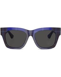 Burberry - Occhiali Da Sole Con Montatura Wayfarer A Quadri - Lyst
