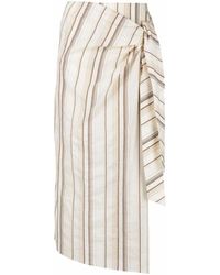 Brunello Cucinelli - Falda cruzada a rayas - Lyst