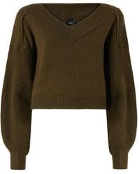 Pinko - Cropped Wool Sweater With Balloon Sleeves - Lyst