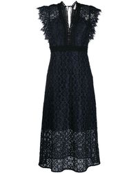 Sandro Lace Cap-sleeve Midi Dress - Black