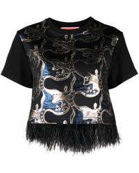 La DoubleJ - T-shirt La Scala à détail de plumes - Lyst