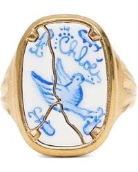 Chloé - Chevalière Hummingbird À Détail Incrusté En Céramique - Lyst