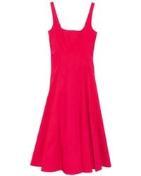 STAUD - Wells Square-Neck Midi Dress - Lyst