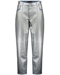Alberta Ferretti - Metallic-Effect High-Waisted Jeans - Lyst