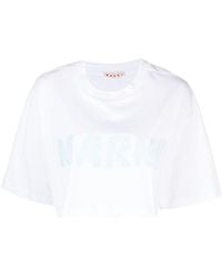 Marni - Logo-print Cotton Cropped T-shirt - Lyst