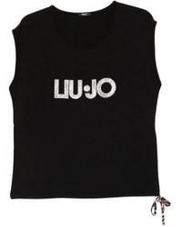 Liu Jo - Logo-Print Drawstring-Hem T-Shirt - Lyst