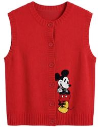 Chinti & Parker - Mickey Mouse Intarsia-Knit Sleeveless Cardigan - Lyst