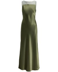 Polo Ralph Lauren - Sheer-Panel Satin Dress - Lyst