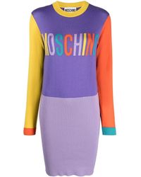 Moschino - Kleid mit Logo-Stickerei - Lyst