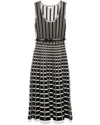 Elisabetta Franchi - Micro-Ruffles Detailed Midi Dress - Lyst