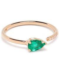 Zoe Chicco - 14kt Yellow Gold Emerald And Diamond Open Ring - Lyst