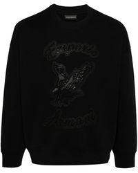Emporio Armani - Sweatshirt mit Logo-Nieten-Patch - Lyst