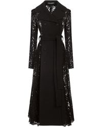 Dolce & Gabbana - Belted Double-Breasted Crepe And Lace Coat - Lyst