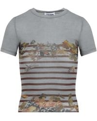 Jean Paul Gaultier - Striped Floral-Print T-Shirt - Lyst