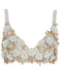 P.A.R.O.S.H. - Floral-Embellished Sequin Top - Lyst