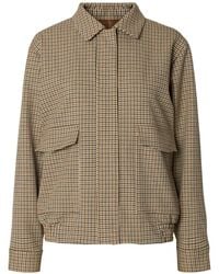 SELECTED - Check-Pattern Bomber Jacket - Lyst