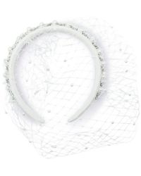Self-Portrait - Embellished Veiled Headband - Lyst