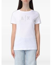 ARMANI EXCHANGE - Rhinestone-Embellished T-Shirt - Lyst