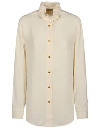 Alberta Ferretti - Ruffled-Collar Long-Sleeve Shirt - Lyst