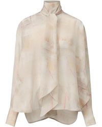 Fabiana Filippi - Abstract-Print Tie-Neck Top - Lyst