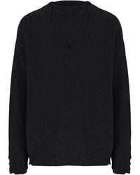 Laneus - Ribbed V-Neck Sweater - Lyst