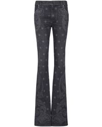 Balmain - Printed High-rise Flared Jeans - Lyst