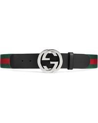 Gucci Ceinture ruban Web en nylon avec boucle double G - Noir