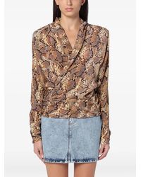 Isabel Marant - V-Neck Snakeskin-Print Blouse - Lyst