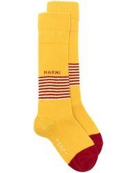 Marni - Gestreifte Socken mit Logo-Jacquard - Lyst