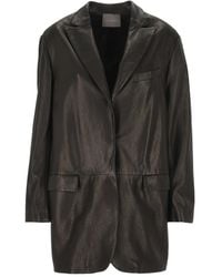 Lorena Antoniazzi - Leather Single-Breasted Coat - Lyst