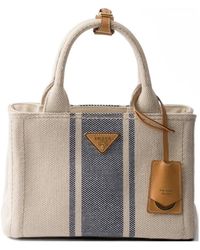Prada - Jardinière Small Cotton Canvas Bag - Lyst