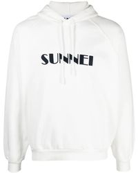 Sunnei - Logo-Print Drawstring Hoodie - Lyst