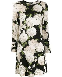 Goat Vestido con diseño de túnica y motivo de hortensias - Negro