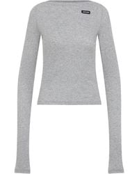 Miu Miu - T-Shirt Met Logopatch - Lyst