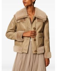 Twinset - Chaqueta Con Ribete De Pelo Artificial Y Efecto De Cuero - Lyst