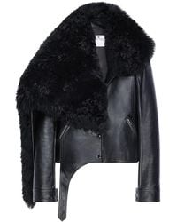 Courreges - Shearling-Collar Leather Jacket - Lyst