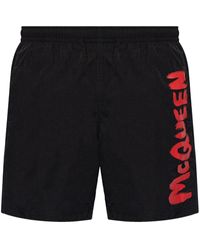 Alexander McQueen - Logo-print Swim Shorts - Lyst